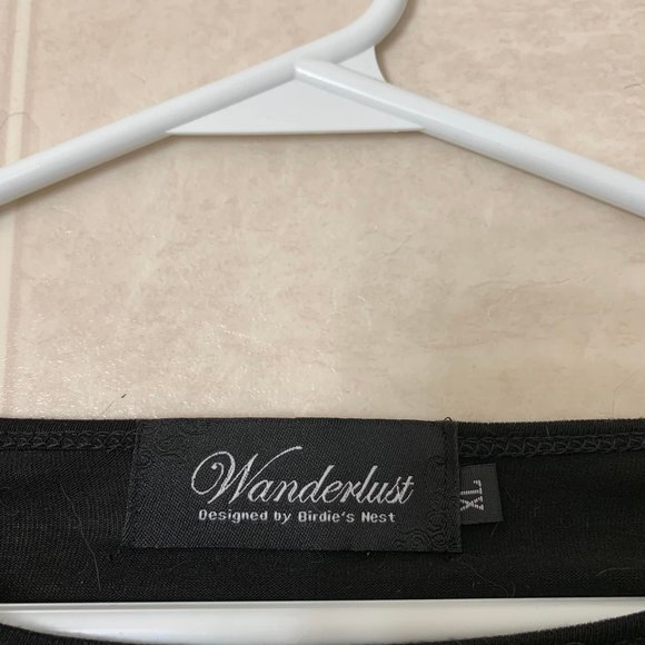 🌷3 for$25🌷Wanderlust, US XL, Black & Tan Floral Rhinestone Jersey Tunic Dress - Picture 5 of 6